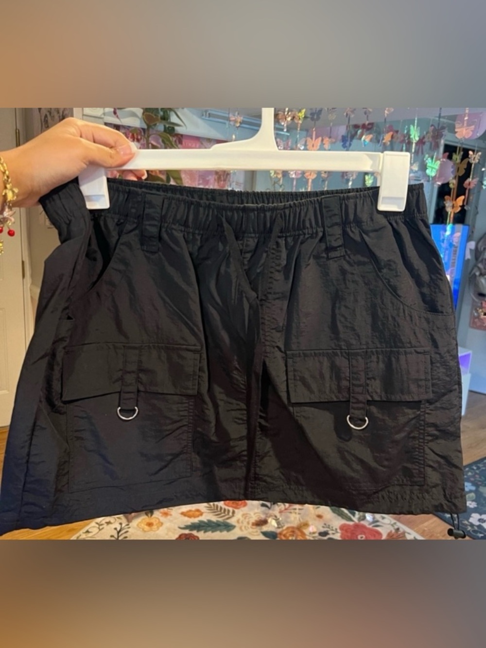 Y2K Black Cargo Mini Skirt Streetwear Pockets NWT XXL